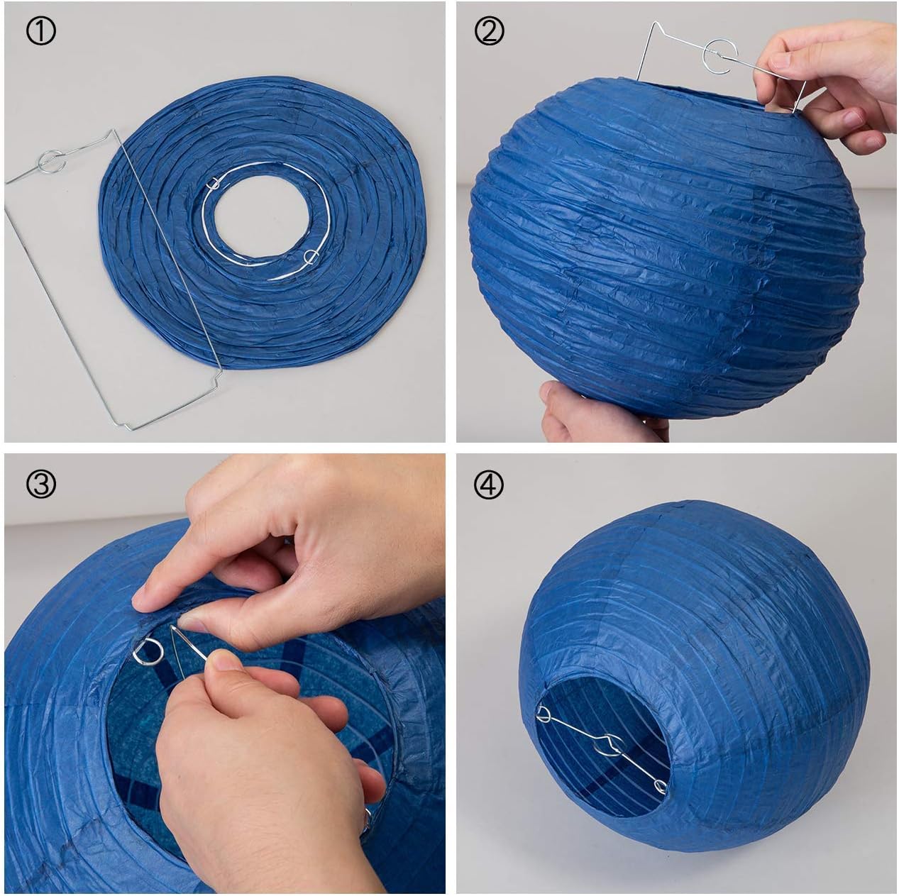 LIHAO Round Paper Lanterns - 10 PCS (6''/8''/10''/12'') Blue Hanging Lanterns for Wedding Birthday, Party Decoration - Image 4