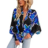 Blouse for Women Floral Print Blouse 2026 Long Sleeve Button Down Casual Fall Boho Oversized Tops Shirts