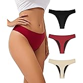 YESWEL Period Thong Underwear for Women, Leakproof Reusable Washable Menstrual Seamless Bikini Panties 3 Pack