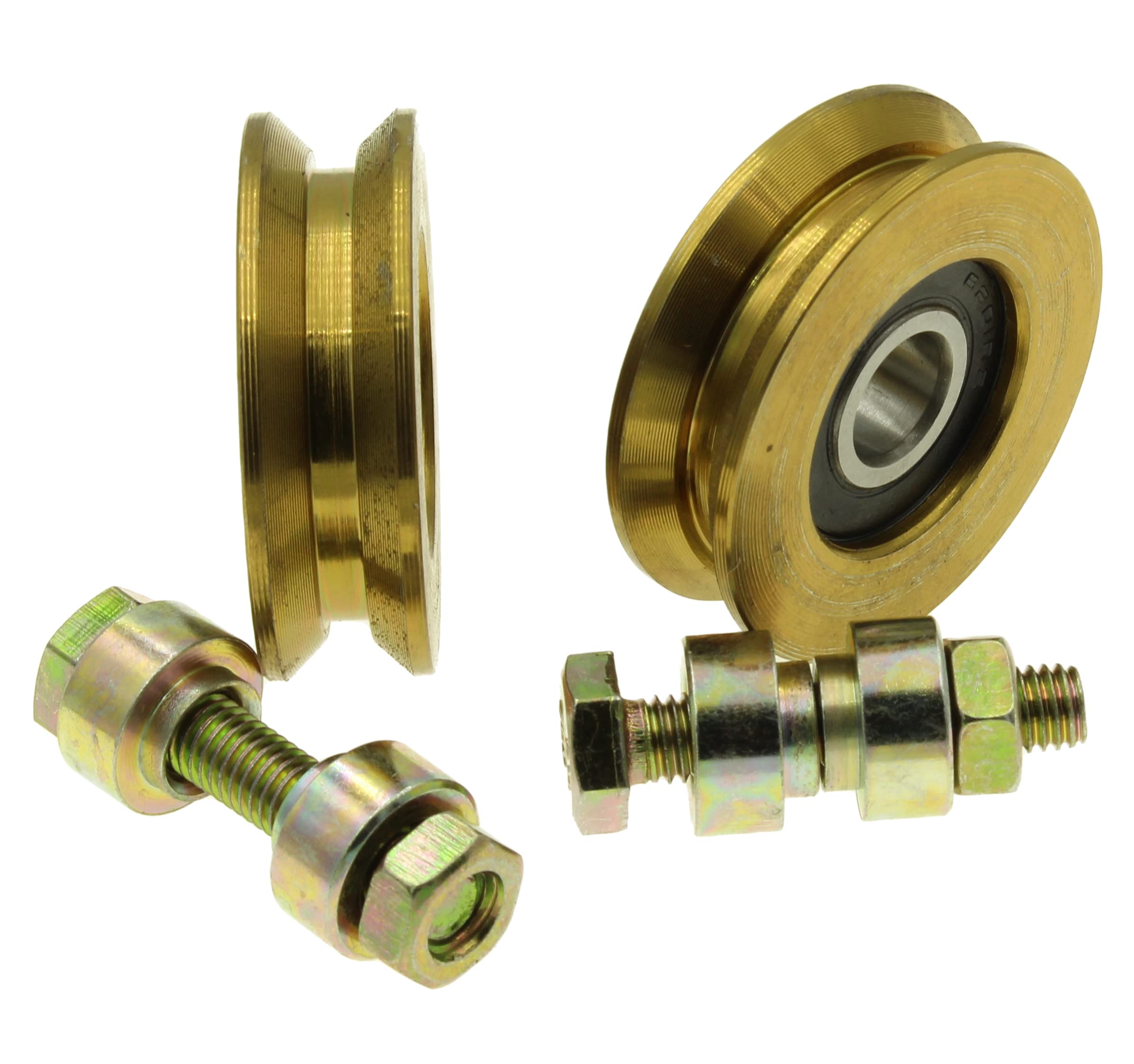 (V50-8) Pack of 2 Sliding gate Wheels Pulley Wheels V Groove Steel Wheels Made in the EU (50 mm Diameter - 8 mm Shaft)