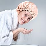 Fuyamp Satin Sleep Cap 2 Pack Adjustable Double-Sided Waterproof Pink Black view 7