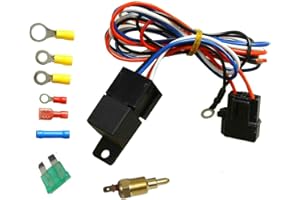 AW ALLOYWORKS ALLOYWORKS 175-185 Degree Electric Cooling Fan Thermostat Kit Temp Sensor Temperature Switch 30 Amp Relay Kit & Module Wiring Relays Wiring