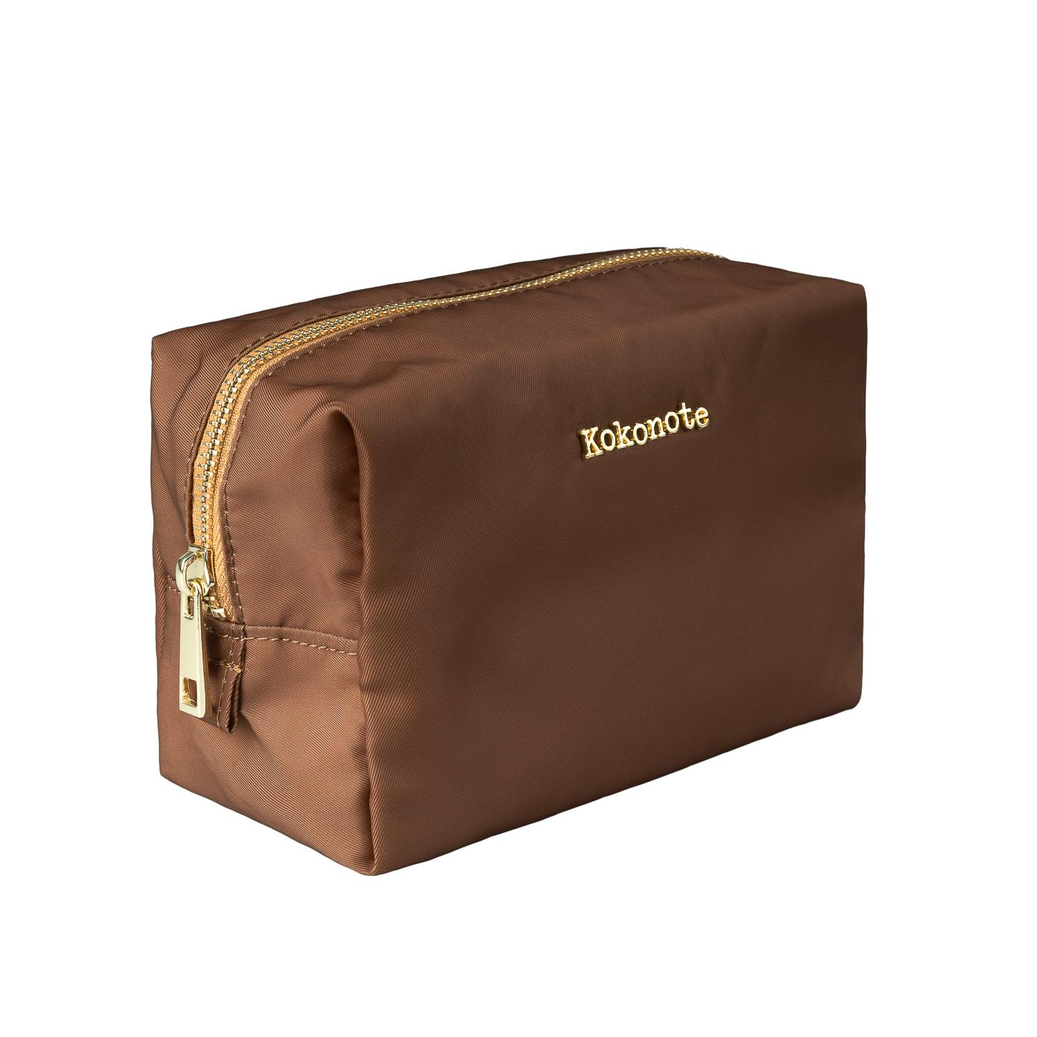 Kokonote Makeup Bag - Almond Mocha | Toiletry Bag for Make Up, Toiletries, Cosmetics | Travel Essentials, Travel Gifts Under 15 Pounds, Gifts for Women & for Men