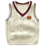 Achiyi Boys Sweater Vest Cable Knit V-Neck Knitted