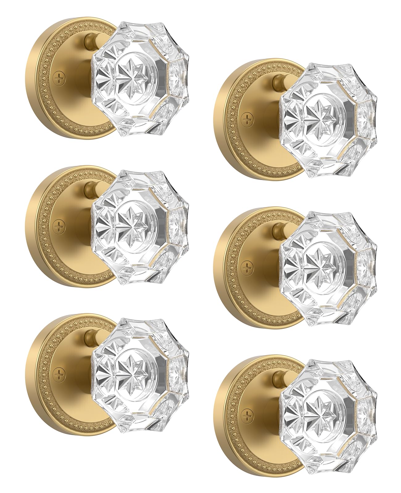 Photo 1 of Asidrama 6 Pack Privacy Champagne Bronze Crystal Door Knob with Lock, Champagne Bronze Door Knobs Interior for Bedroom or Bathroom, Heavy Duty for Left Right Sided Doors