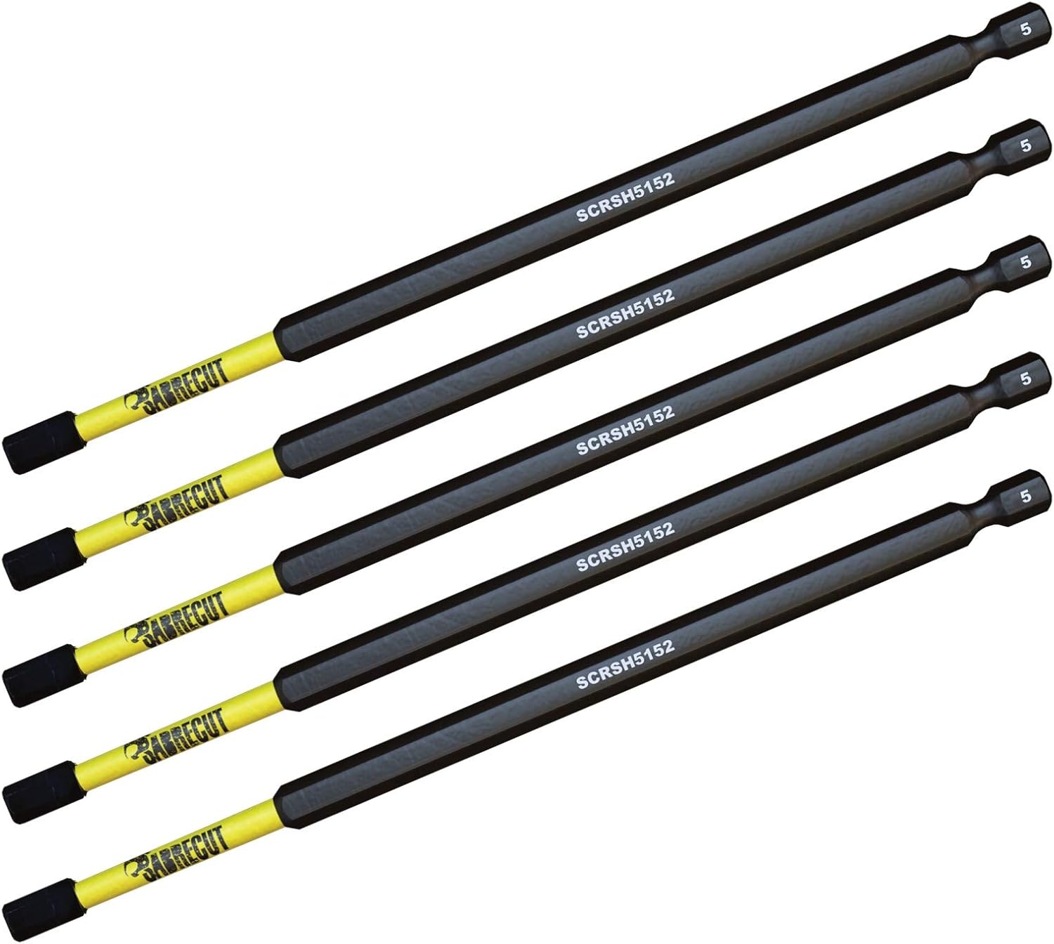 5 x SabreCut SCRH5152_5 152mm H5 Hex Magnetic Impact Screwdriver Driver Bits Set Single Ended Heavy Duty, 1/4 inches - Image 3