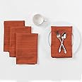 Benson Mills Cameron Textured Fabric Cloth Napkins for Fall, Harvest, and Thanksgiving Tablecloths (18" x 18" Napkin Set of 4, Bison/Rust/Burnt Orange)