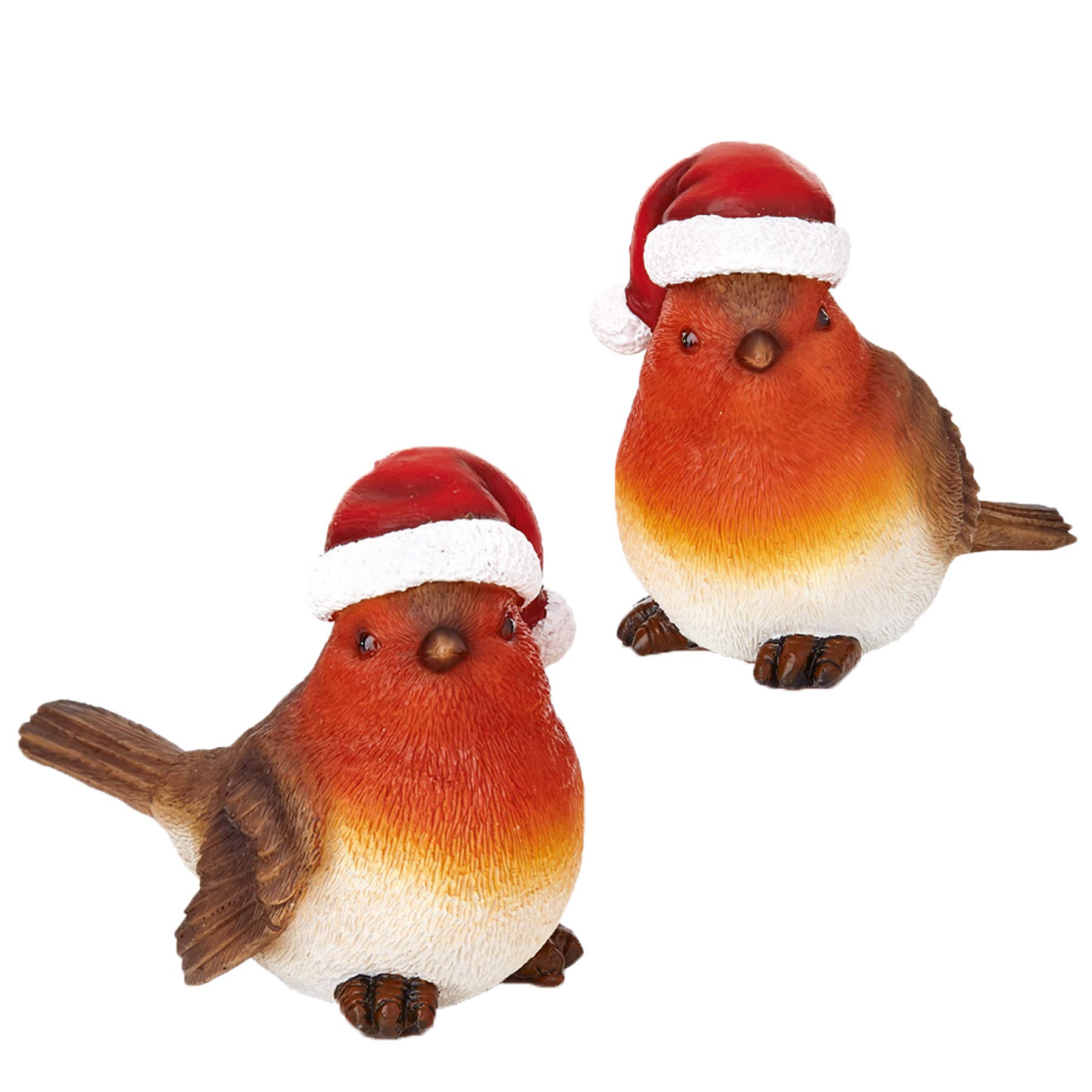 Widdle Wonderland Polyresin 10cm Robin Ornament with Santa Hat - Ideal for Garden or Christmas Decoration 6466