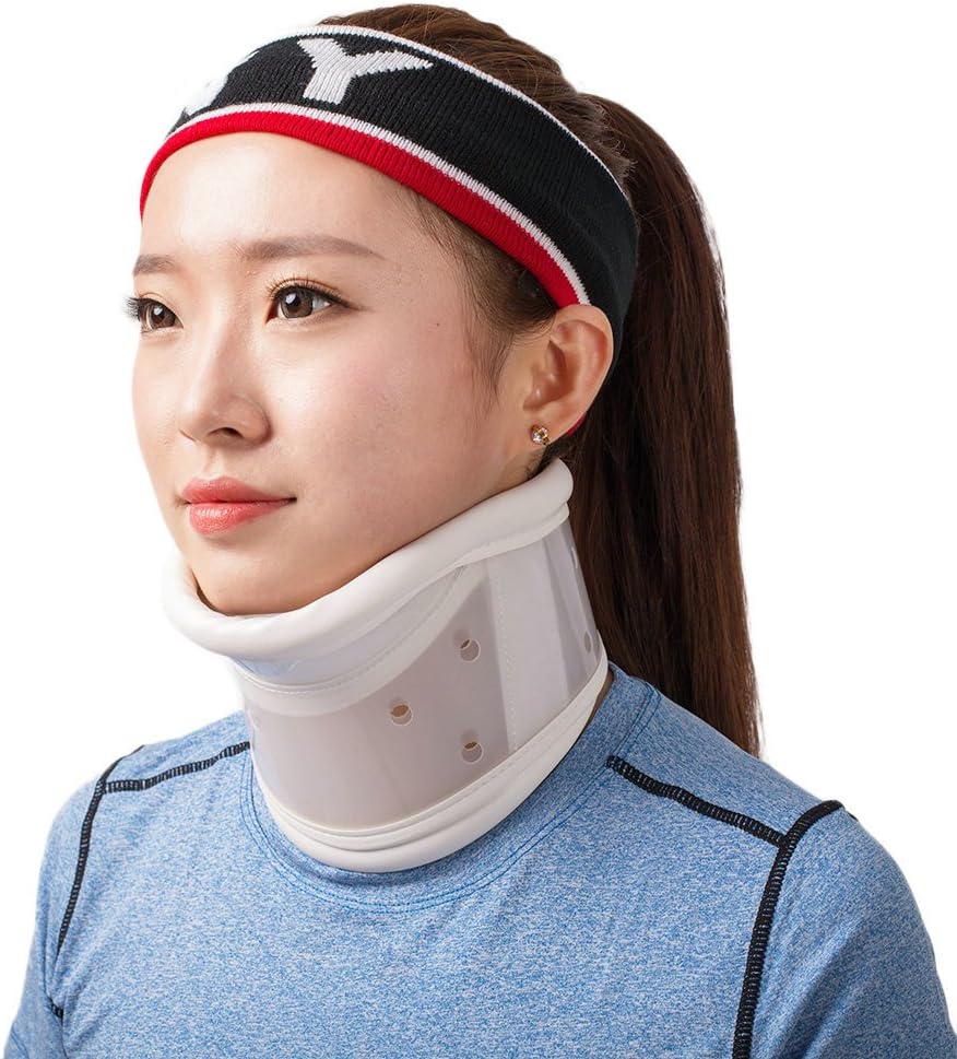 Rigid Plastic Cervical Collar with Chin Support Traction Device Brace Support for Neck Support, Neck Pain Relief, and Stabilization to Aid in Recovery After Neck Surgery Or Injury Size XL