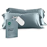 Olive + Crate Tencel Eucalyptus Pillowcases - 100% Tencel Lyocell Cooling Pillow Cases for Hot Sleepers - Hypoallergenic, Moisture-Wicking, Silk Alternative, Vegan - Queen Size Set of 2 [Basalt Blue]