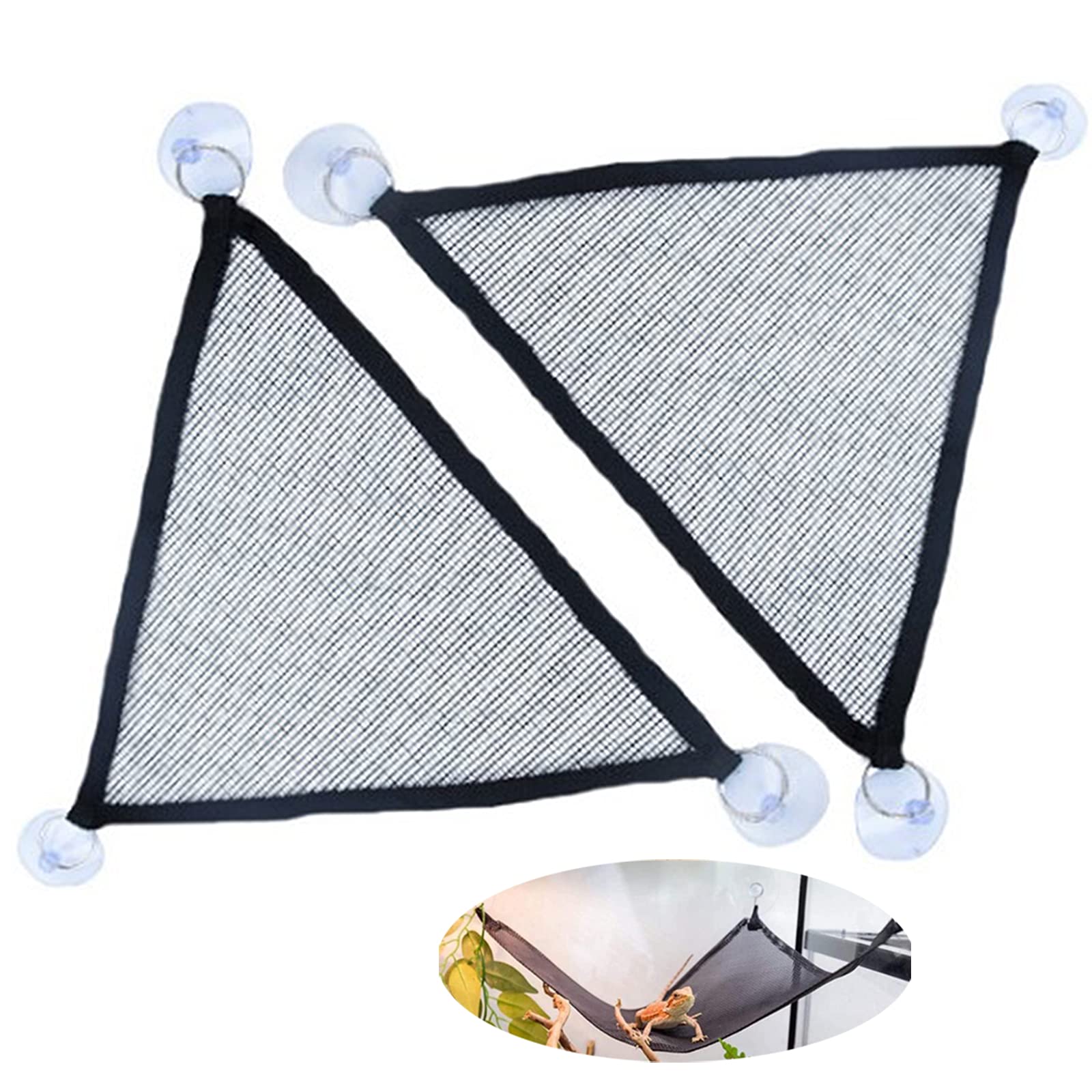 2 Pcs Mesh Reptile Hammocks,Lizard Hammock,Mesh Lizard Hammock,Breathable Reptile Hammock,Reptile Hammock Toy,Triangular Hanging Net Reptile Hammock,for Reptiles Such as Lizards,Geckos (30x30x30)