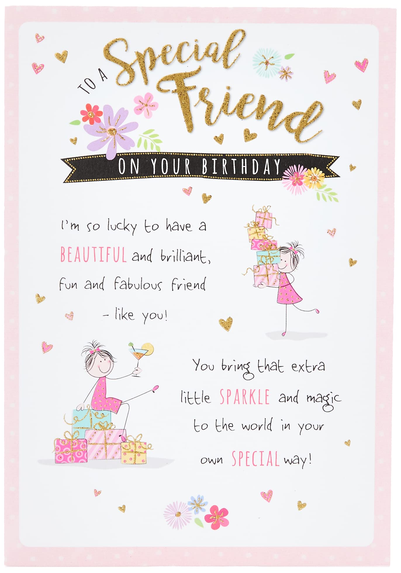 Piccadilly Greetings Whimsical Birthday Card Friend - 7 x 5 inches