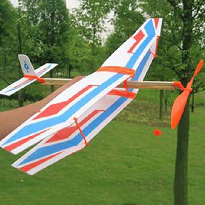D DOLITY DIY Flugzeug Modell mit Gummimotor Lernspielzeug - Blau