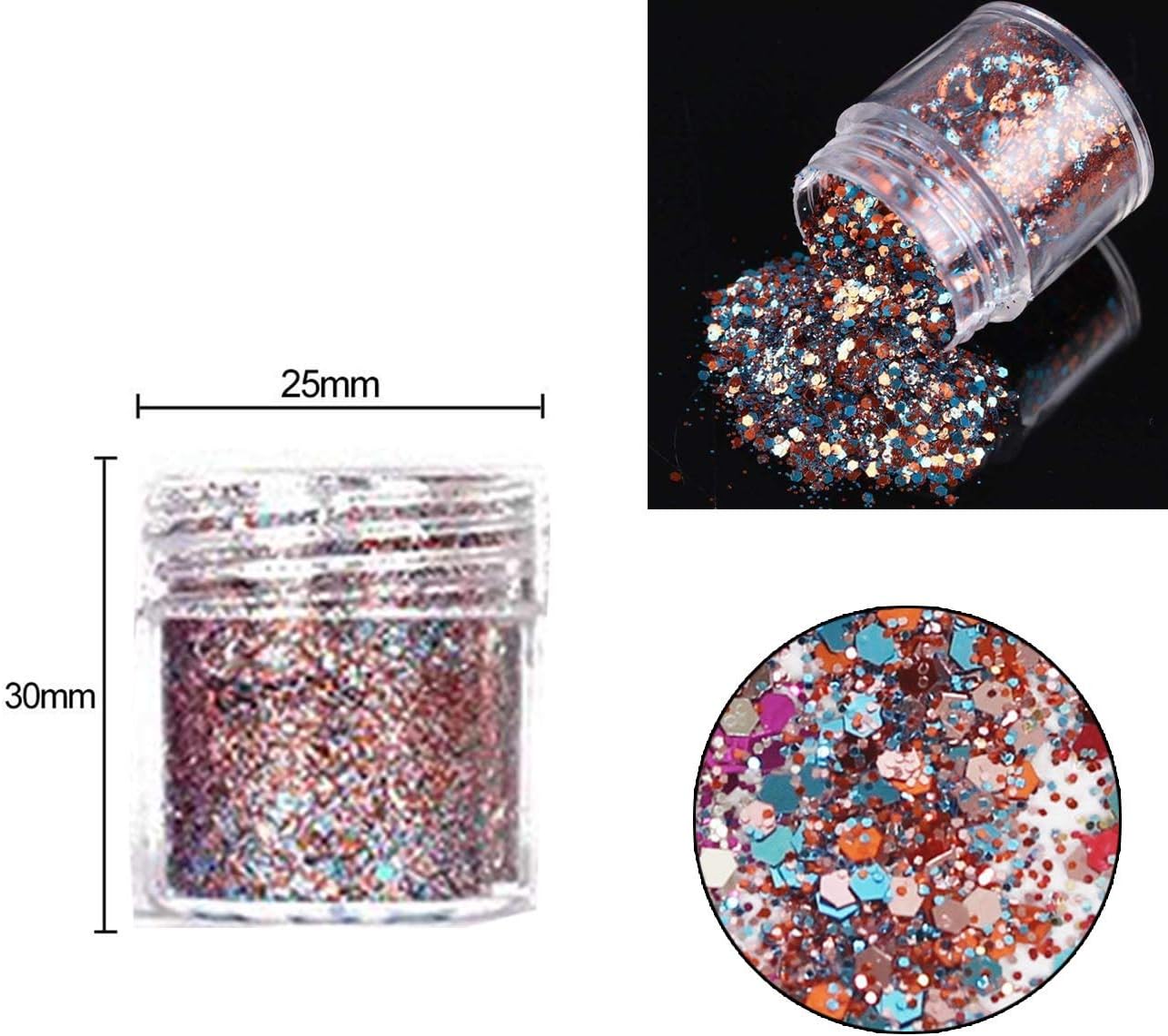 Face Glitter Chunky Glitter Bodies Cosmetic Hexagons Glitter Paillette Sparkling Decoration Glitter Hair and Nails 10 Boxes Set for Festival Christmas - Image 3