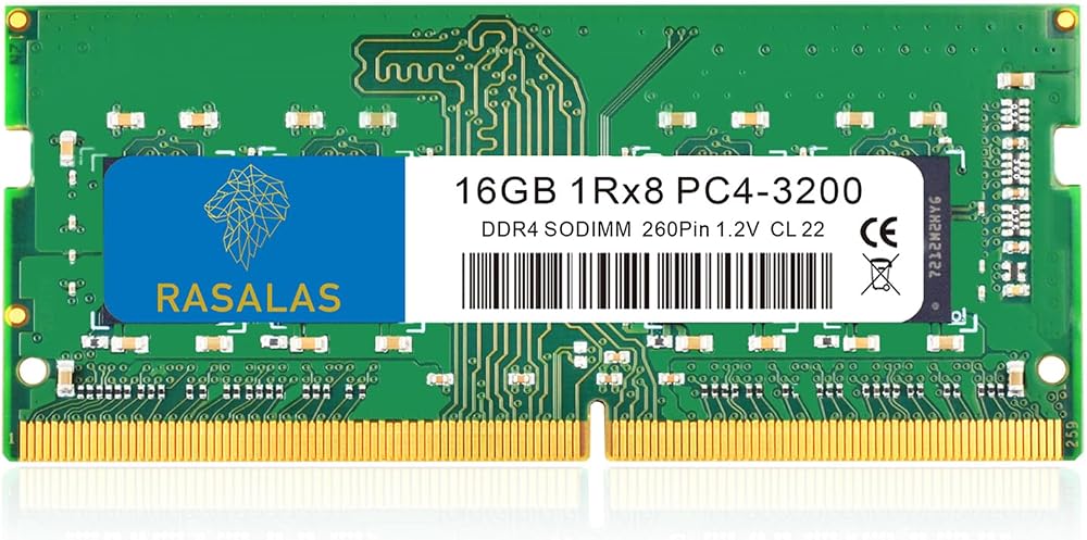 Rasalas 16GB DDR4 3200MHz PC4-25600 Non-ECC Unbuffered 1.2V CL22 Laptop RAM