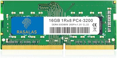 Rasalas 16GB DDR4 3200MHz PC4-25600 Non-ECC Unbuffered 1.2V CL22 Laptop RAM