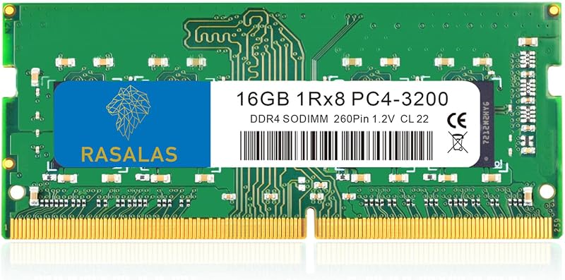 Rasalas 16GB DDR4 3200MHz PC4-25600 Non-ECC Unbuffered 1.2V CL22 Laptop RAM