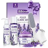 Lavender Foot Soak Set &ndash; Foot Spa Kit for Women, Pedicure Kit at Home with Salt, Scrub, Foot File &amp; Moisturizing Gel Socks &ndash; Spa Gift Set for Dry, Cracked Feet