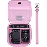 XANAD Hard Camera Case Bag Compatible with Canon EOS Rebel T7/ T100/ R50/ R50 V/RP/ R8/ R6 Mark II/ R7/ R10 DSLR Mirrorless Cameras, for Canon Sony Kodak Panasonic Nikon DSLR Mirrorless Camera, Pink