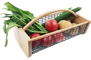 YHAOZE Garden Hod Harvest Basket, Durable Wooden Gardening, Supply Suitable For Kitchen, Picnic And Outdoor Picking