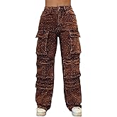 EHYFFYH Womens High Waisted Rhinestone Jeans Black Straight Chic Baggy Wide Leg Bling Denim Pants Loose Fit Pearl Jeans