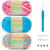 SIXLAMB Easy Yarn for Beginner - Crocheting and Knitting Yarn |3 * 1.76oz/60yds; Easy-to-See Stitches; Worsted-Weight Medium 
