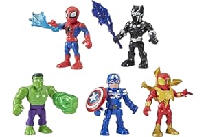 Marvel Super Hero Adventures 5-Inch Action Figure 5-Pack, Includes Captain America, Spider-Man, 5 Accessories (Amazon Exclusive)