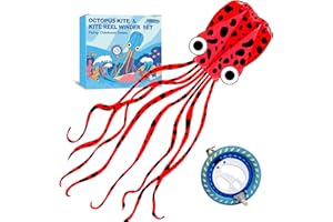 Kaiciuss Octopus Kites for Kids & Adults Easy to Fly, 24”x 158” Large Soft Kite Kit for Boys and Girls, Single Line 3D Beach Kite Set for Teens,Perfect for Outdoor Activities