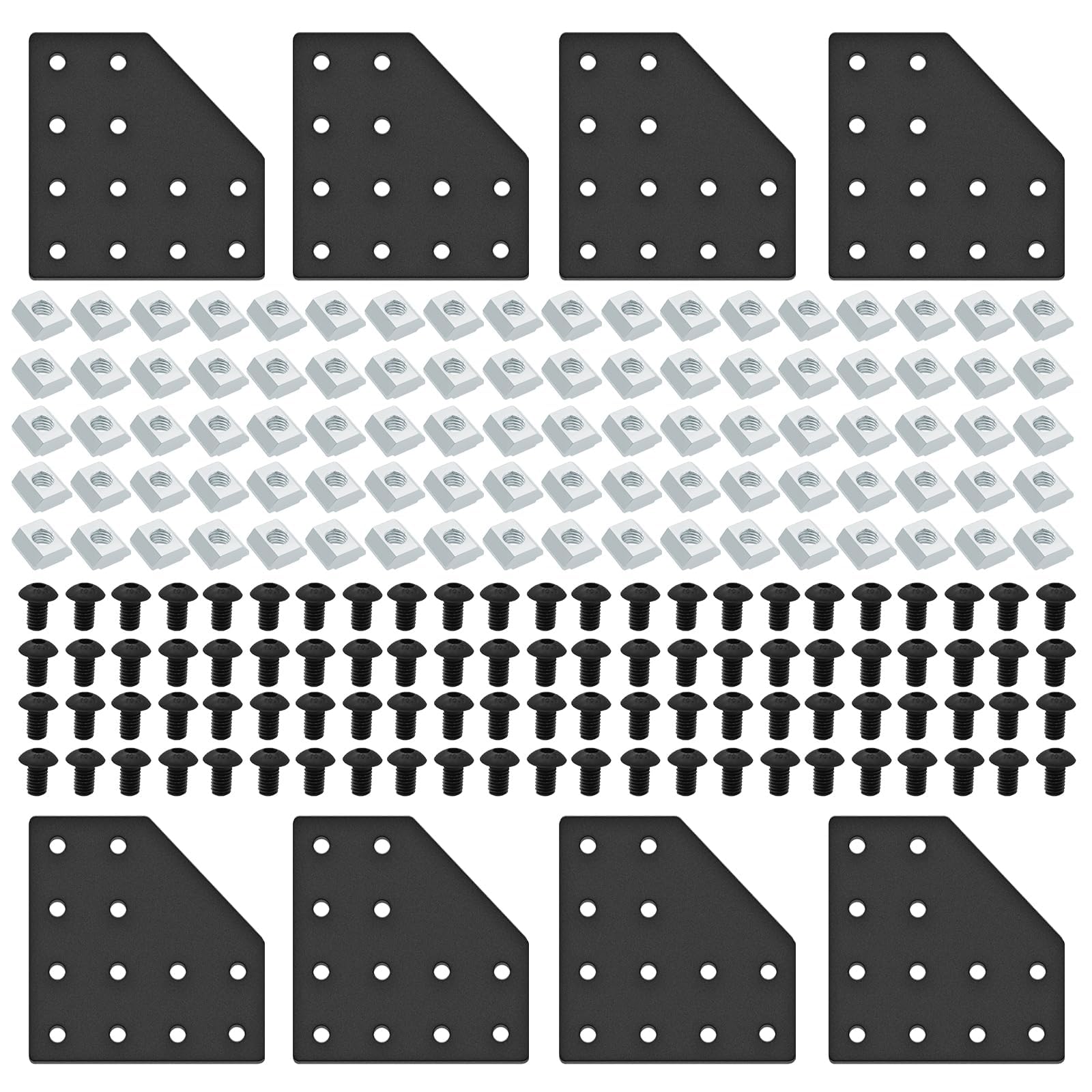 IMETRX 8pcs 2040 Aluminum Extrusion Joint Plate Connector Corner L Bracket 12-Hole 2040 V Slot Hardware T Slotted Accessories with T Nuts and Screws for Aluminum Profile 3D Printer Frame Part Black — image 1