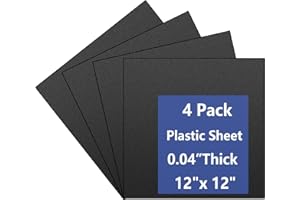 POLVTOR 4 Pack Black Plastic Sheets 12x12x0.04 in Flexible High Tensile Plastic Sheets,Plastic Sheet Hard Plastic Sheet Black Plastic Panel for DIY Materials Handicrafts Home Decoration
