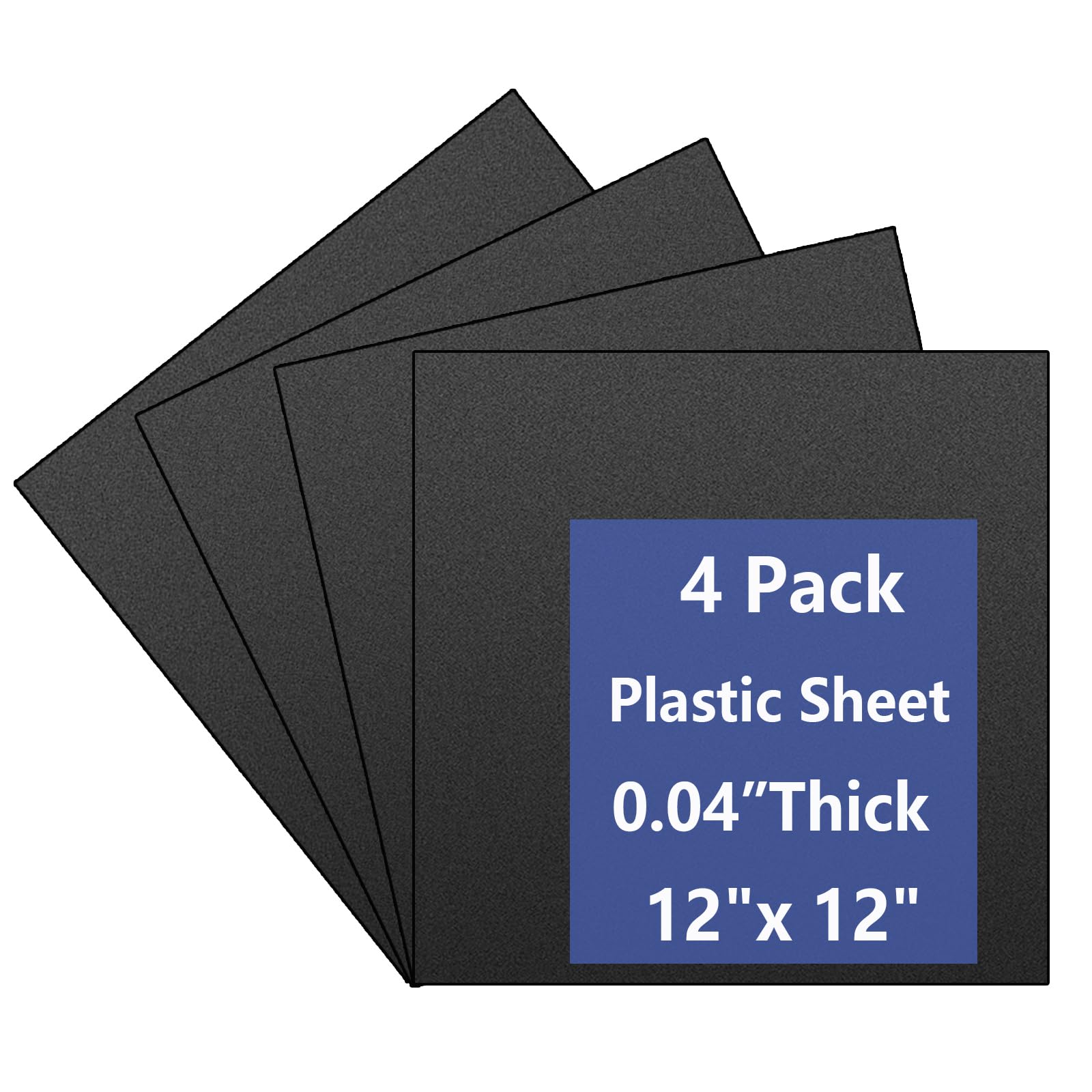 Photo 1 of ** FACTORY SEALED/ NO RETURNS**4 Pack Black Plastic Sheets 12x12x0.04 in Flexible High Tensile Plastic Sheets,Plastic Sheet Hard Plastic Sheet Black Plastic Panel for DIY Materials Handicrafts Home Decoration
