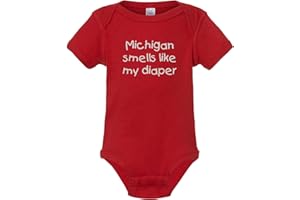 Campus Originals Ohio State Buckeyes Baby Infant Shower Birthday Gift Michigan Smells Like My Diaper Funny Rival Team Creeper Bodysuit (6 Months)