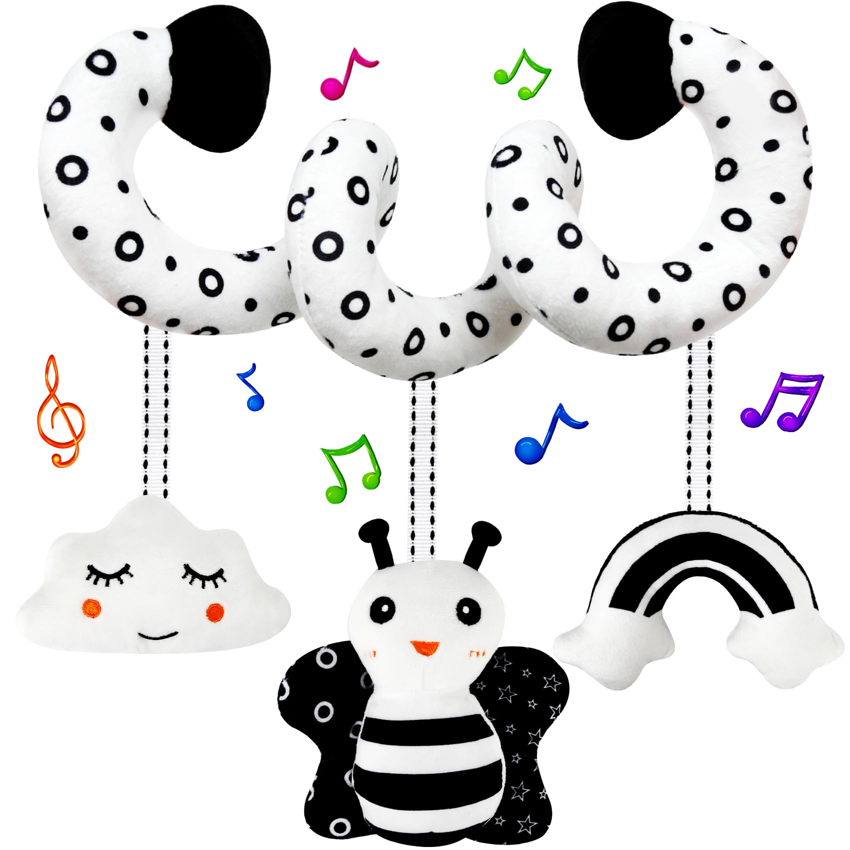 Photo 1 of FQKIOMY Black and White High Contrast Baby Toys - Sensory Infant Hanging Carseat & Stroller Toy for Newborns 0-6,6-12Months Perfect Easter Birthday & Baby Shower for Babies Boys Girls