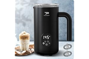 Puldoum Electric Milk Frother and Steamer - 11.8oz/350ml Hot and Cold Foam Maker - 4-in-1 Automatic Coffee Frother with Two Whisks - Perfect for Hot Chocolate, Lattes, Cappuccinos, and Macchiatos