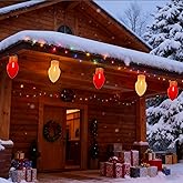 Jumbo Xmas String Lights Outdoor, 16Ft Large Christmas Hanging Lights with 10 5'' LED Giant Red and White Bulbs Waterproof, Plug in Vintage Christmas Decorations for Outside Roof Yard Garden Holiday