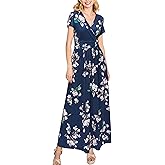 OUGES Maternity Maxi Dress Wrap Baby Shower Pregnancy Dresses for Photoshoot Maternity Outfits Summer Clothes 2026