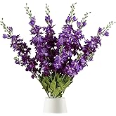 INSUNSIX 6PCS Purple Delphinium Artificial Flowers 33" Long Stem Larkspur Silk Flowers for Tall Vase, Wedding Centerpieces, Home Decor Indoor