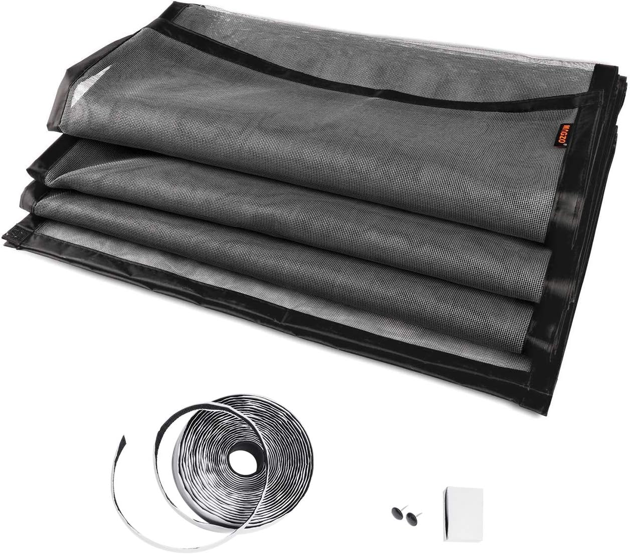 MAGZO Magnetic Screen Door 36 x 82, Reinforced Fiberglass Mesh Curtain Front Door Mesh with Full Frame Hook&Loop Fits Door Size up to 36"x82" Max-Grey - - 