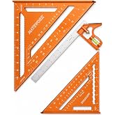 Matework Combination Square 7" 12" Carpenter Square Woodworking Carpentry | Carpentry Square Woodworking Tool Set, 12" Combo Square All-in-One Layout Tool Aluminum Framing Square, Stainless Steel Ruler