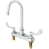Zurn Z871B4-XL AquaSpec Deck-Mount Gooseneck Faucet with 2.2 GPM Pressure-Compensating Aerator, 5 3/8” Spout, 4" Wrist Blade Handles, Chrome