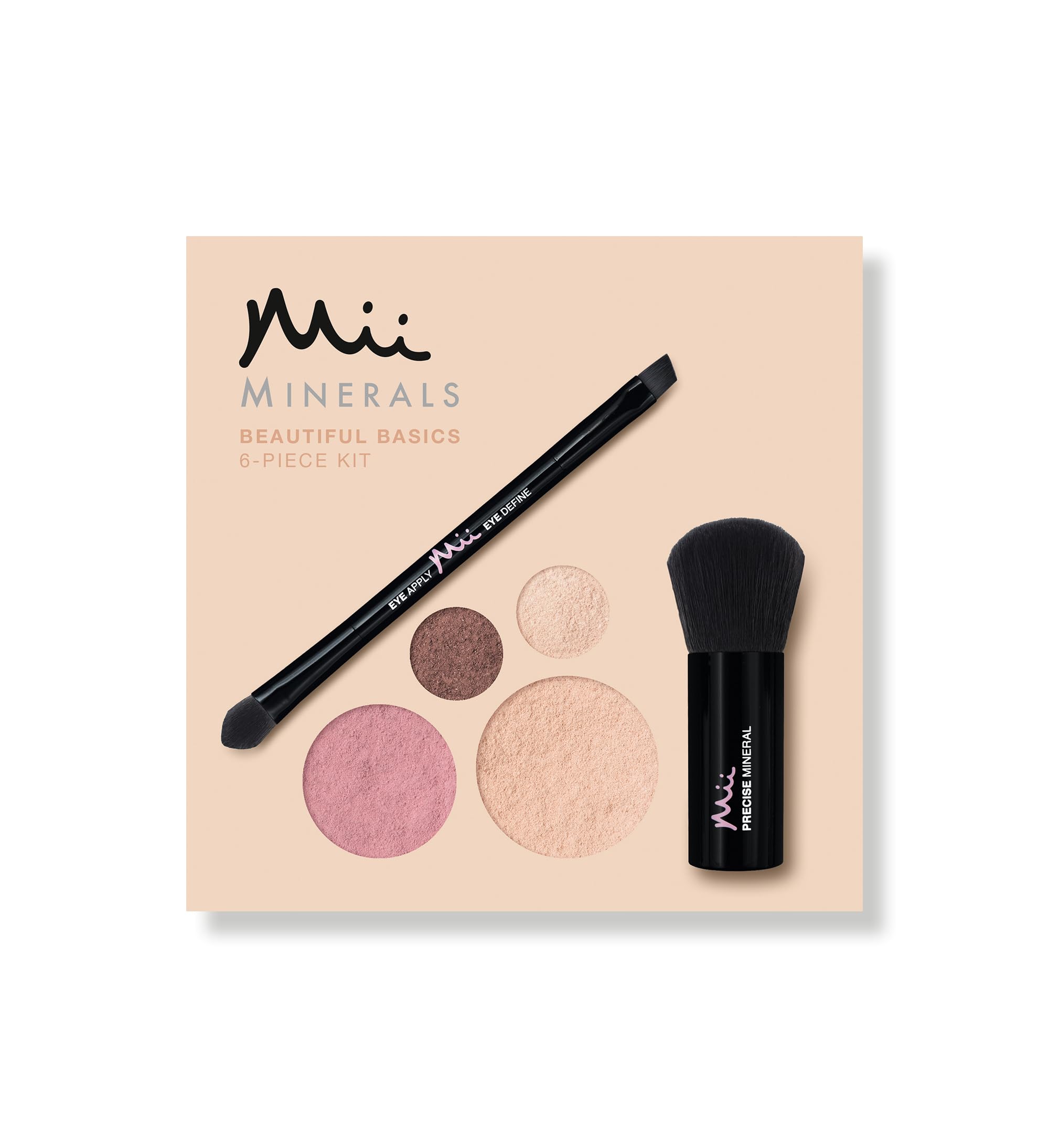 Mii Cosmetics | 100% Mineral Beautiful Basics Foundation, Eyeshadow, Blush & Brush Set | Highly Pigmented Colour| Suitable for All Skin Types | Great for Sensitive Skin | Precious Pearl 00