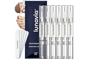 LUNAVIA Antifungal Pen – 25% Undecylenic Acid, Toenail Fungus Treatment Extra Strength, Nail Renewal, Tea Tree Oil, Clove Bud Oil, Aloe Vera, and Vitamin E- 6 Pack, Twist Pen Activator, Made in USA