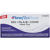 Flowflex Plus RSV + Flu A/B + COVID Home Test Kit (5 Tests) | 4-in-1 Home Test Kit, Rapid Results in 15 Minutes, OTC At-Home Antigen Test for Adults &amp; Children