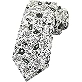 Mantieqingway Men Skinny Tie Cotton Floral Necktie for Wedding Groomsmen Tie