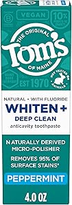 Tom’s of Maine Whiten Plus Deep Clean Whitening Toothpaste with Fluoride, Natural Whitening Toothpaste with Plant-Based Clean