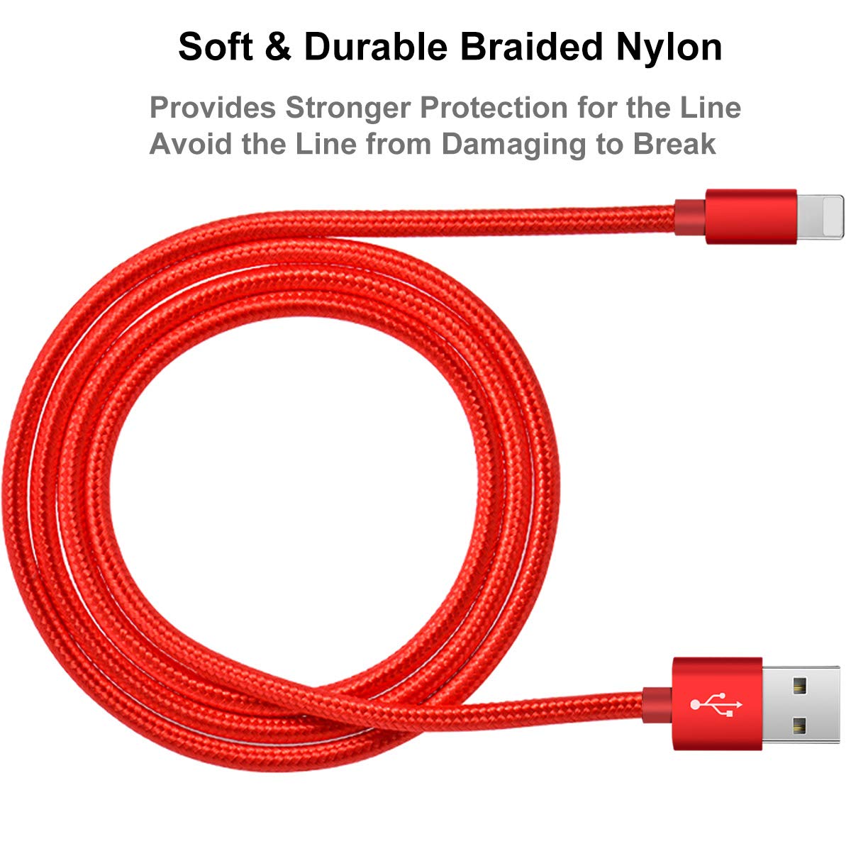 Phone Charger -3PACK 5FT Nylon Braided Charging Cable Cord USB Charger Cable High Speed Connector Data Sync Transfer Cord Compatible with Phone XS MAX XR X 8 7 plus 6s 6 Plus SE 5S 5C 5 Red