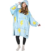 Solaris Thunder Lightning Wearable Blanket Hoodie, Oversize Single Layer Sherpa Blanket for Adult Women Men, Super Cozy Soft Warm Pullover Blanket - Christmas Gift, Blue