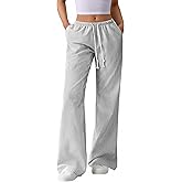 BTFBM Striped Wide Leg Pants for Women Spring Summer 2026 Drawstring Lounge PJ Beach Bottoms Casual Trousers Pockets