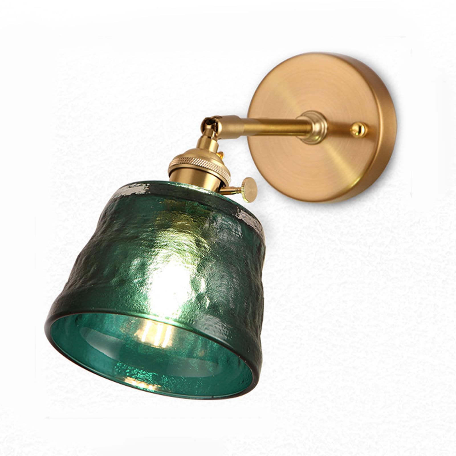 Chrasy Rustic Wall Lights Green Glass Lampshade Antique Brass Sconce Retro Vintage Indoor E27 Night Wall Lamp for Bedside Bedroom Doorway Hallway Farmhouse