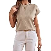 SOLY HUX Women's Textured Tops Crew Neck Short Sleeve T-Shirt Work Office Classic Tee Shirts